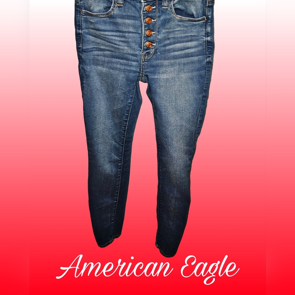 American Eagle button fly skinny jeans, size 2 Long. 👖 #Jeans #Fashion #Style